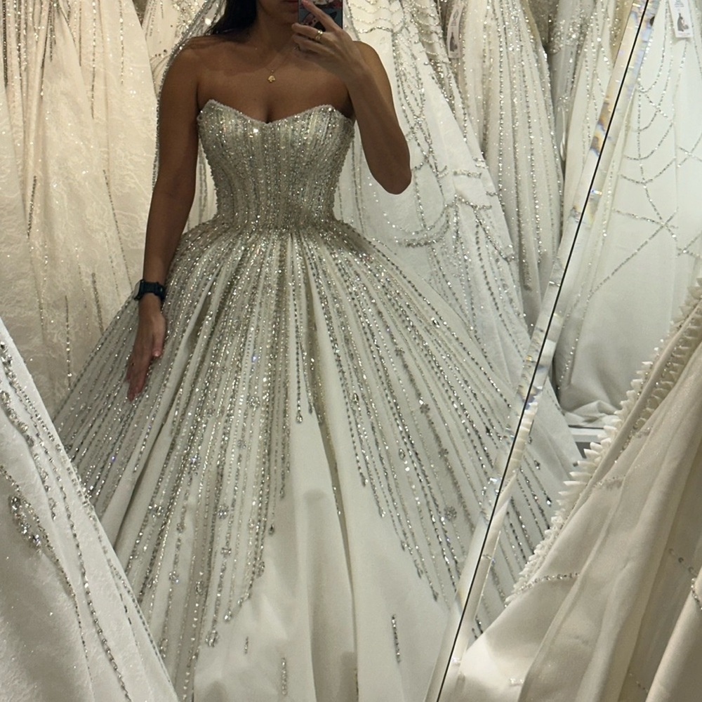Elegant Strapless Beaded Wedding Gown